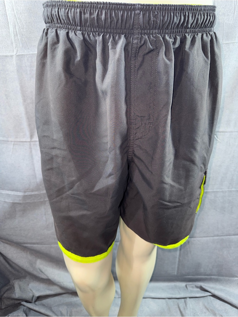 2924-Nike Men's Black Shorts with Neon Yellow Trim